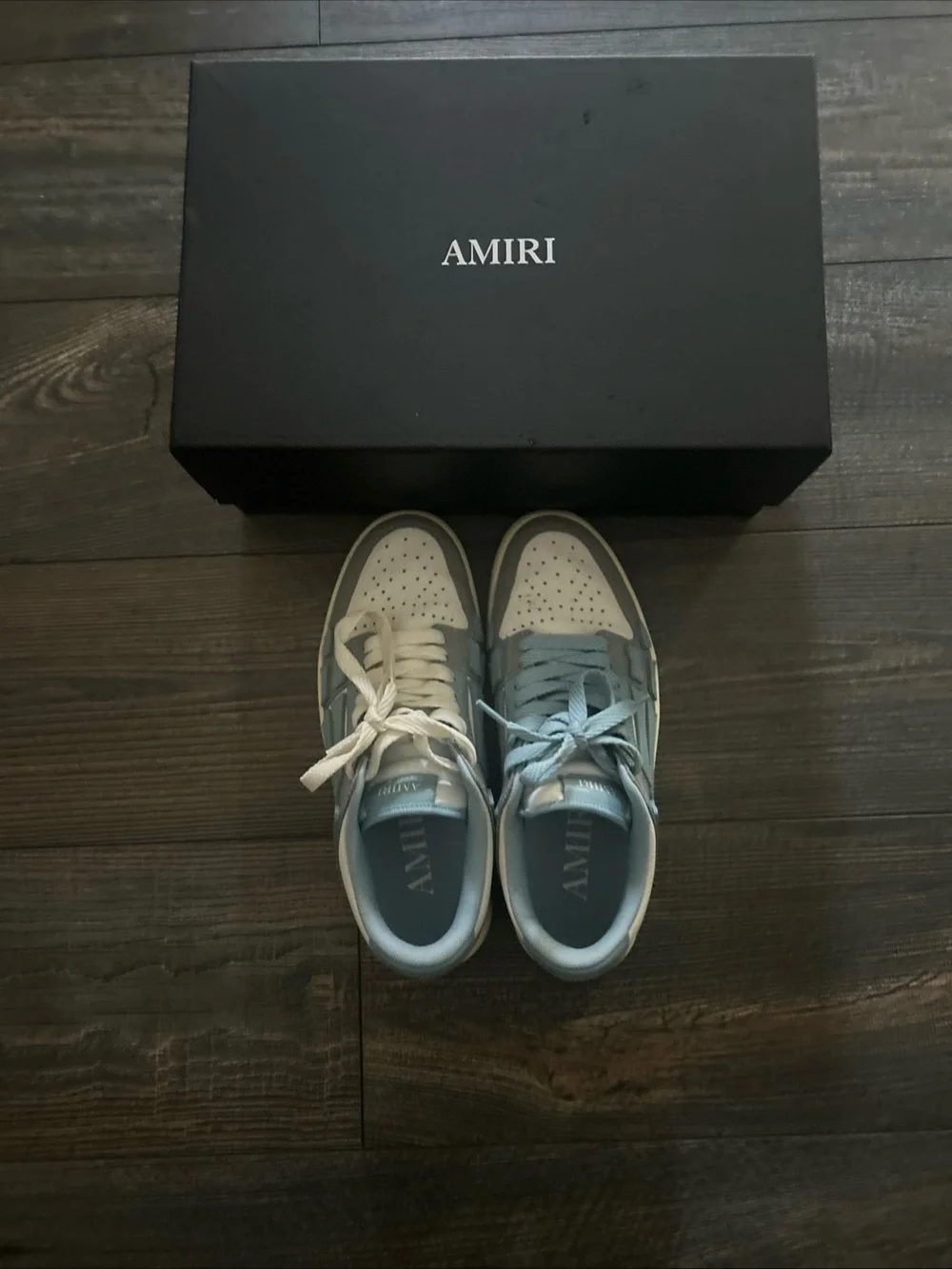 AMIRI Men’s Low-Top Sneakers in Light Blue and White Ocean Sky Color way